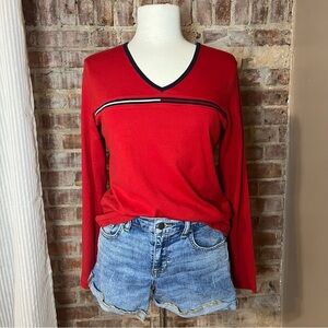 Tommy Hilfiger Y2K 2002 Red V-Neck Top -Size XL -TP12